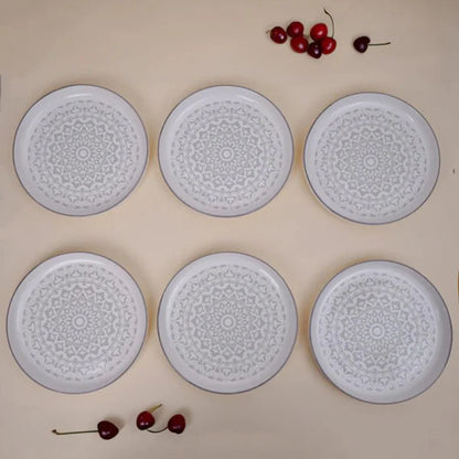 Tachiso Bario Grey Snack Plates – Premium Ceramic, Set of 6
