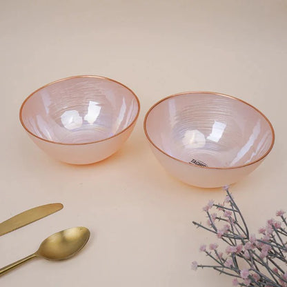 Tachiso Alito 620 ml Peach Glass Bowls – Set of 2 | Premium Serving Bowls