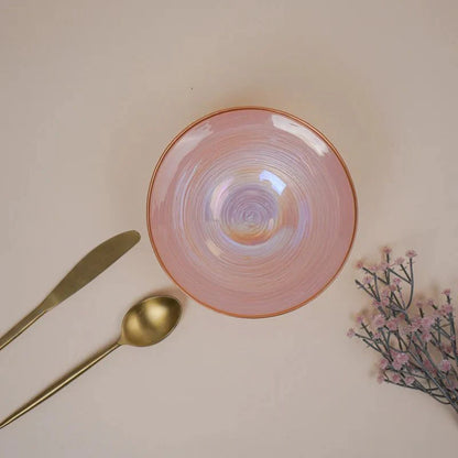 Tachiso Alito 620 ml Peach Glass Bowls – Set of 2 | Premium Serving Bowls