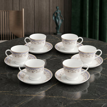 Elegant Floral Cup & Saucer Set – 6 Pieces | Premium Tea Cups