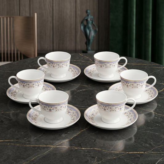 Elegant Floral Cup & Saucer Set – 6 Pieces | Premium Tea Cups