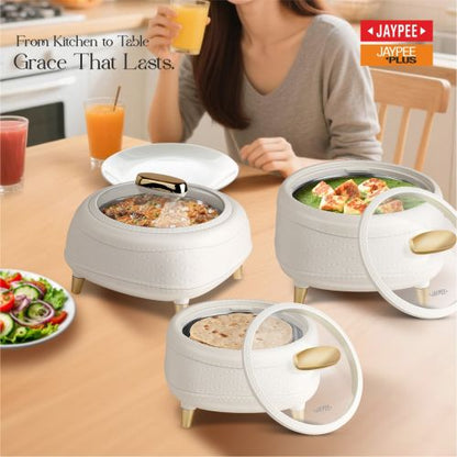 Jaypee Kingston Klass Insulated Casserole Set (3 Pcs) | PU Insulation | Stainless Steel Inner | Keeps Food Hot & Fresh