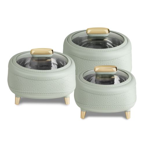 Jaypee Kingston Klass Casserole Set (3 Pcs) | PU Insulation | Stainless Steel Inner | Keeps Food Hot & Fresh