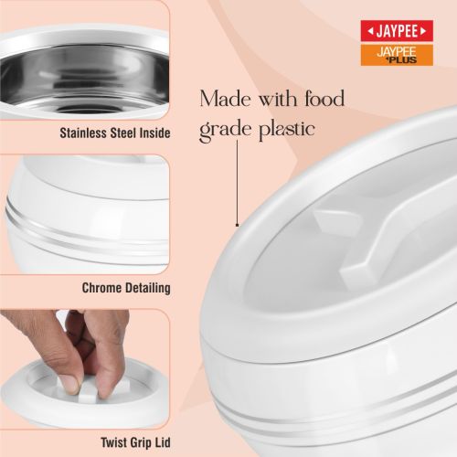 Teen Bhoj Super Casserole Set (1200ml, 1500ml, 2500ml) | Insulated Hot Case Set