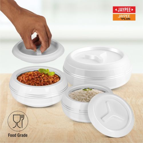 Teen Bhoj Super Casserole Set (1200ml, 1500ml, 2500ml) | Insulated Hot Case Set