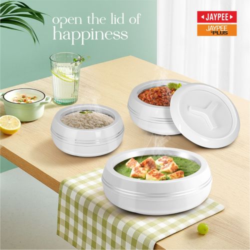 Teen Bhoj Super Casserole Set (1200ml, 1500ml, 2500ml) | Insulated Hot Case Set