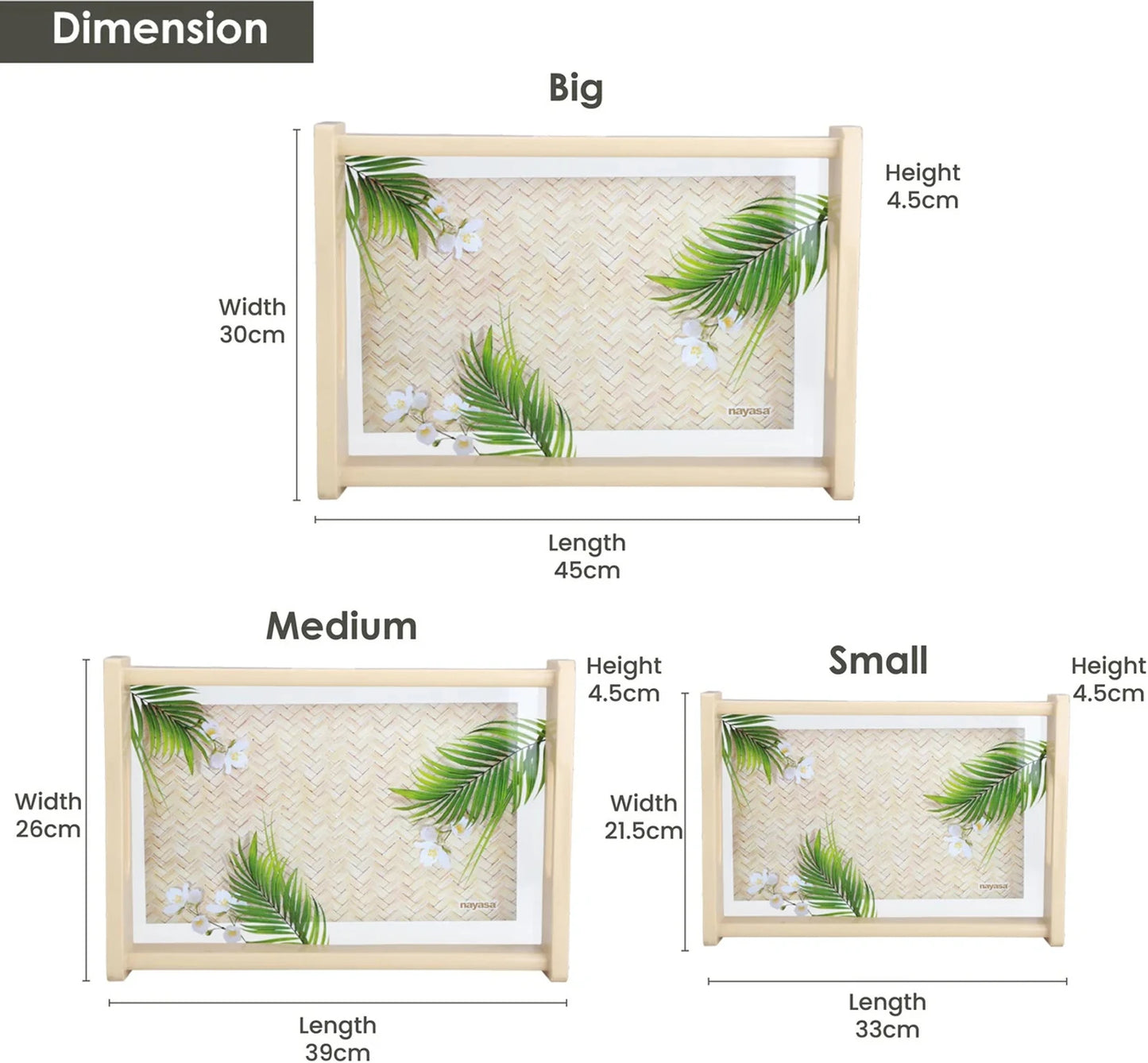 Banquet Serving Tray Set of 3 – Designer Serving Trays for Kitchen & Dining | Small, Medium & Large