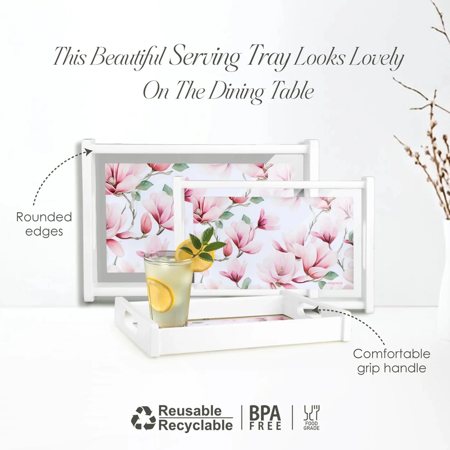 Banquet Serving Tray Set of 3 – Designer Serving Trays for Kitchen & Dining | Small, Medium & Large