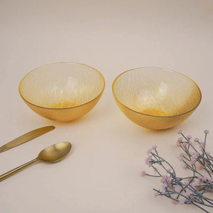 Tachiso Vemi 620 ml Gold Glass Serving Bowls – Premium Set of 2