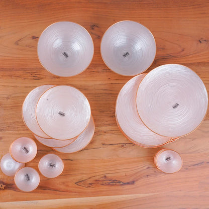 Alita Peach Porcelain Dinner Set – 26-Piece Complete Dining Collection