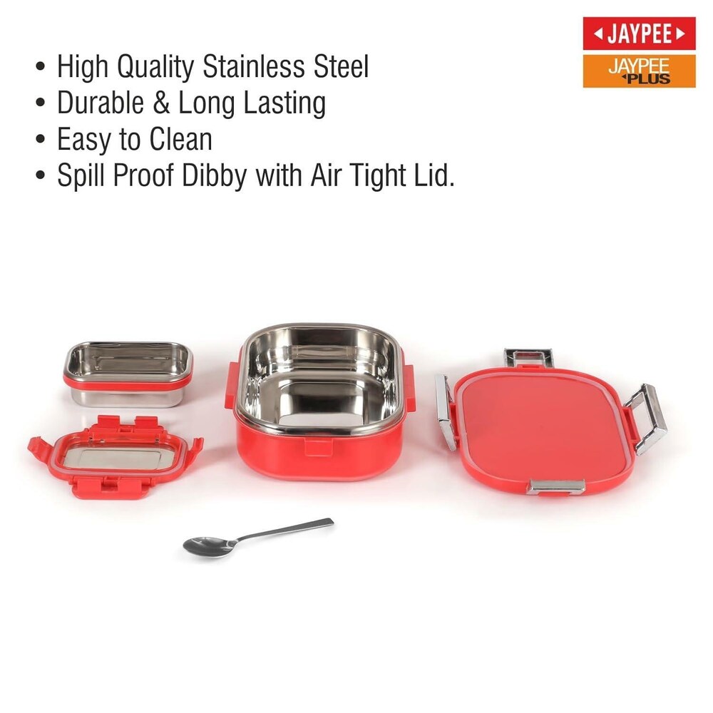 JAYPEE 650 ml Insulated Lunch Box – Stainless Steel Airtight Snapsteel Tiffin, Spillproof with Silicon Seal, BPA Free