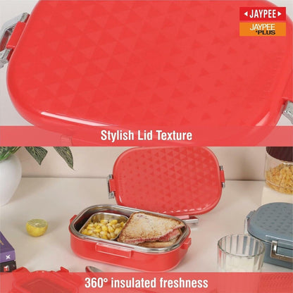 JAYPEE 650 ml Insulated Lunch Box – Stainless Steel Airtight Snapsteel Tiffin, Spillproof with Silicon Seal, BPA Free