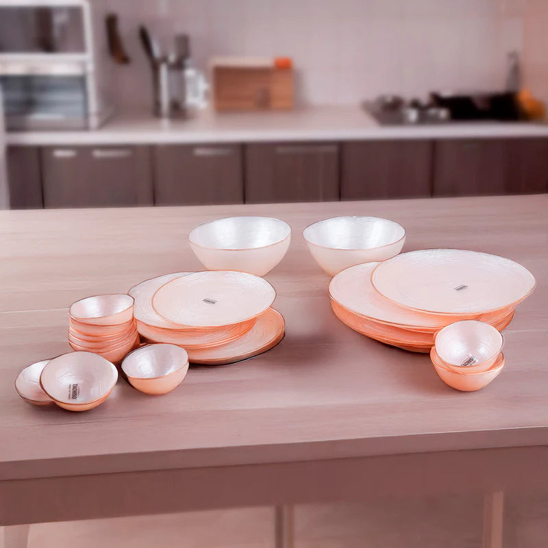 Alita Peach Porcelain Dinner Set – 26-Piece Complete Dining Collection