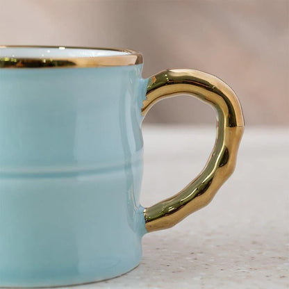 Akagi Water Blue Porcelain Mug Set – Set of 6 Elegant Tea & Coffee Mugs