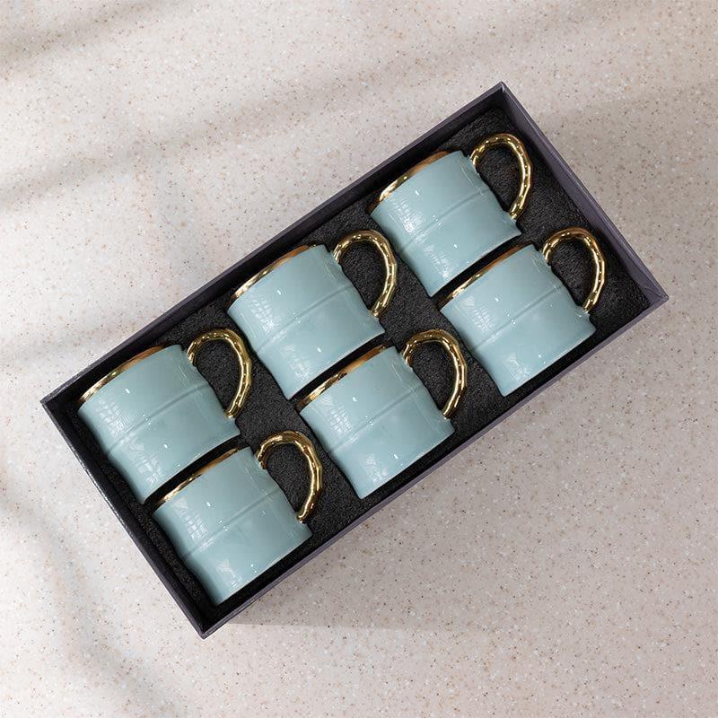 Akagi Water Blue Porcelain Mug Set – Set of 6 Elegant Tea & Coffee Mugs