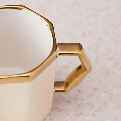 Venzor Beige Porcelain Mug Set – Set of 6 Elegant 250 ml Mugs