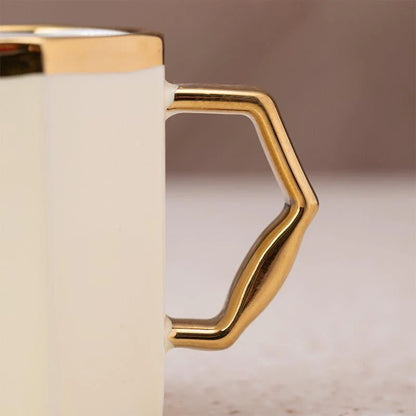 Venzor Beige Porcelain Mug Set – Set of 6 Elegant 250 ml Mugs