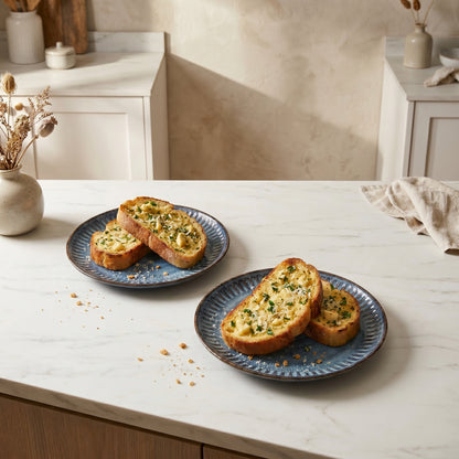 Premium Ceramic Dinner Plate Set of 6 – Tachiso Blue Textured Serving Plates
