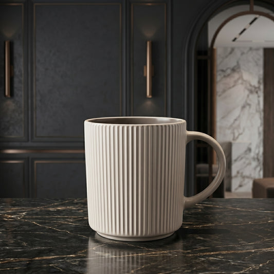 Tachiso Elegant Ribbed Ceramic Coffee Mug Set – 6 Pieces