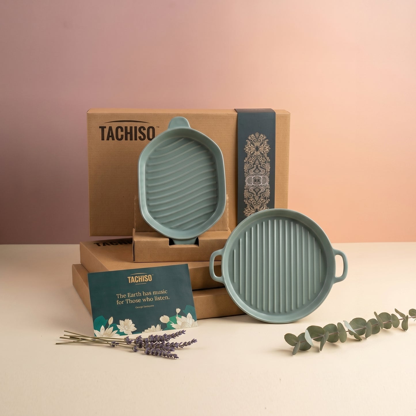 Tachiso Premium Ceramic Grill & Bake Dish Set – Sage Green