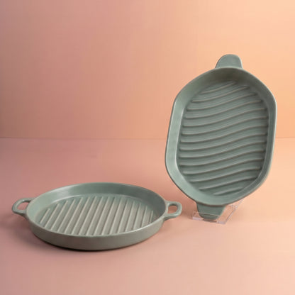 Tachiso Premium Ceramic Grill & Bake Dish Set – Sage Green