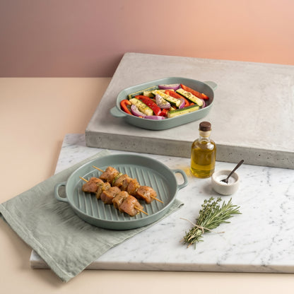 Tachiso Premium Ceramic Grill & Bake Dish Set – Sage Green